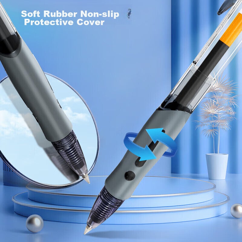 M&G GP1008A Retractable Gel Pen, Black, 0.5mm Bullet Tip, Push-Button Signing Pen, Exam Writing Pen, Rollerball Pen, Pack of 12 - Image 4