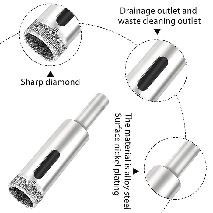5 Pc Diamond Drill Bit Set Material Carbon Steel Size 5681012mm applicable Tile Drill Bits Granite Glass Cutter for Bottles Pots Marble 4  - Image 2