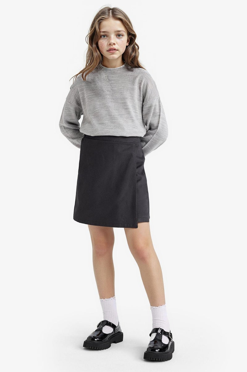 DeFacto Grey Girl Girl Elastic Waist Gabardine Skort Casual - Image 1