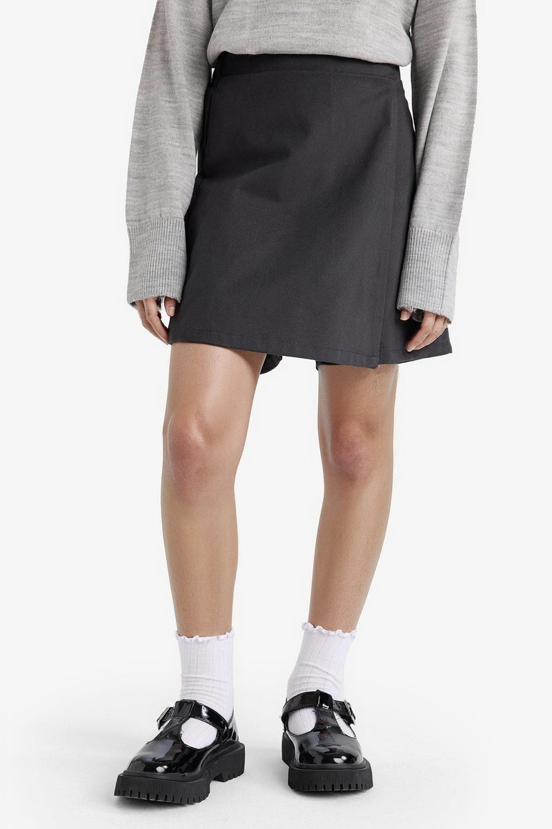 DeFacto Grey Girl Girl Elastic Waist Gabardine Skort Casual - Image 3