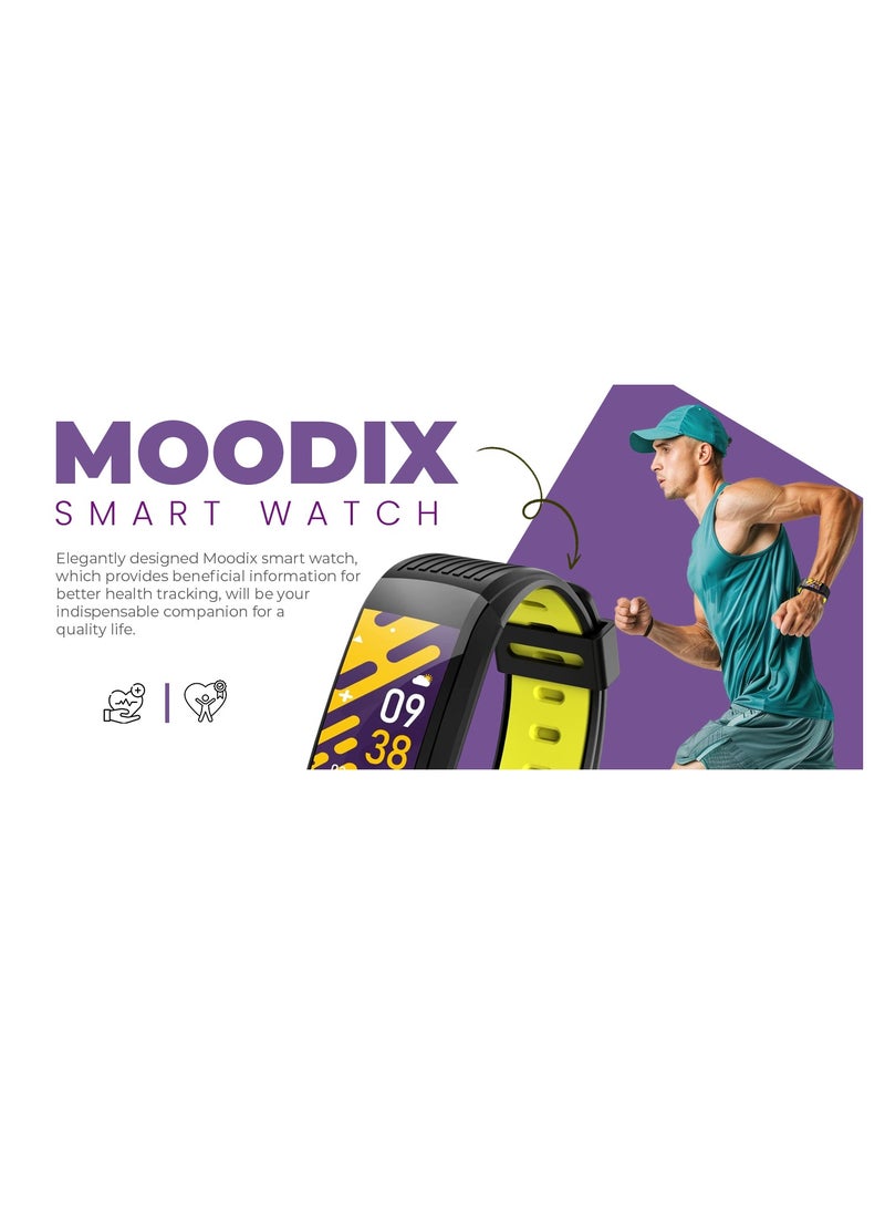 moodix MOODIX WE23K10B Smart Watch - Health and Fitness Tracker, iPhone and Android Compatible, Black-Yellow  - Image 3