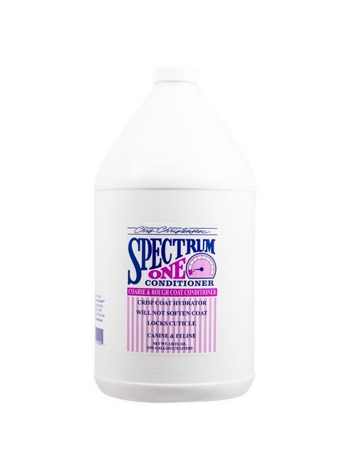 Chris Christensen Spectrum One Ultra Concentrated Dog Conditioner, Makes up to 8 Bottles, Groom Like a Professional, Maintains Inner Cortex Hydration, Coarse and Rough Coat, Made in The USA, 1gal