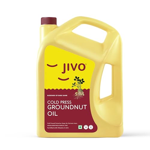 Jivo Groundnut Oil 5 Litre | Cold Pressed, Unrefined Peanut Oil for Cooking | Vitamin A & D Fortified, Chemical-Free Ground Nut Oil - Image 1