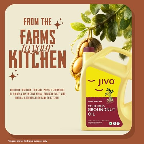 Jivo Groundnut Oil 5 Litre | Cold Pressed, Unrefined Peanut Oil for Cooking | Vitamin A & D Fortified, Chemical-Free Ground Nut Oil - Image 3