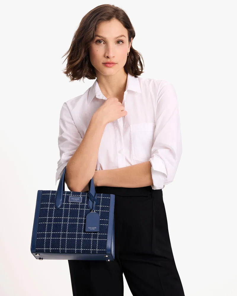 كيت سبيد Manhattan Denim Check Small Tote