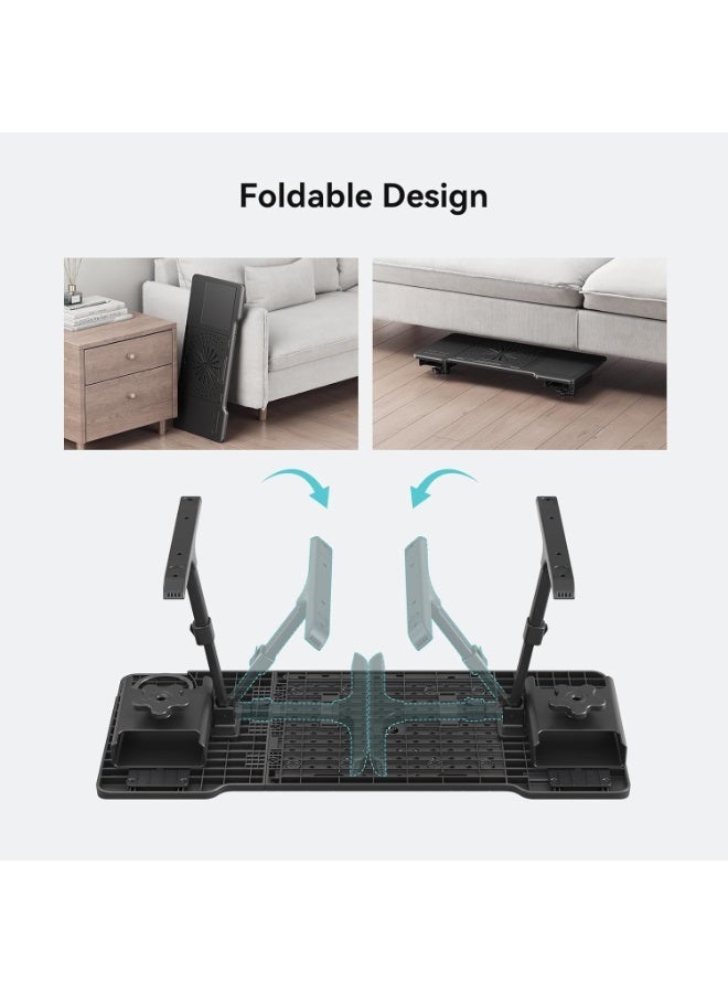 DROGO 2 in 1 SitNWork Multipurpose Foldable Laptop Table Tray Stand for Office Chair with Cup Holder, Angle & Height Adjustable | Portable Laptop Bed Tray Desk Stand with Mousepad & Bookstand Black - Image 3