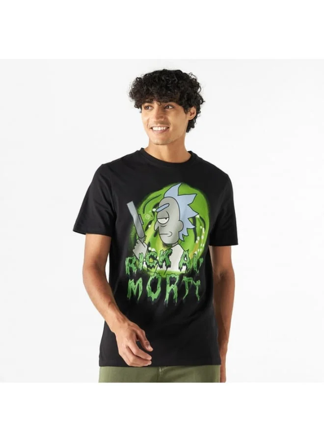 SP Characters Rick and Morty Print T-shirt with Crew Neck and Short Sleeves