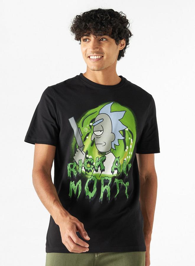 SP Characters Rick and Morty Print T-shirt with Crew Neck and Short Sleeves - Image 1