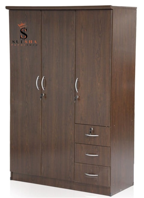 3 Door Wooden Wardrobe Cabinet Cupboard Engineered Wood Perfect Modern Stylish Heavy Duty
