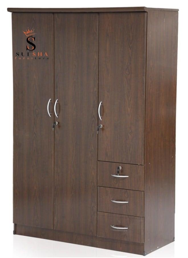 SULSHA - 3 Door Wooden Wardrobe Cabinet Cupboard Engineered Wood Perfect Modern Stylish Heavy Duty - Image 1