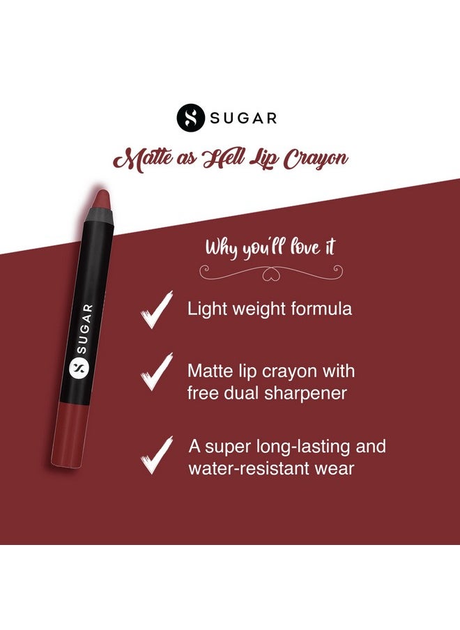 SUGAR Cosmetics - Matte As Hell Lip Crayon | Lasts Upto 8Hrs | Water Resistent Lipstick For Women | 2.5Gm - 15 Stephanie Plum - Image 1