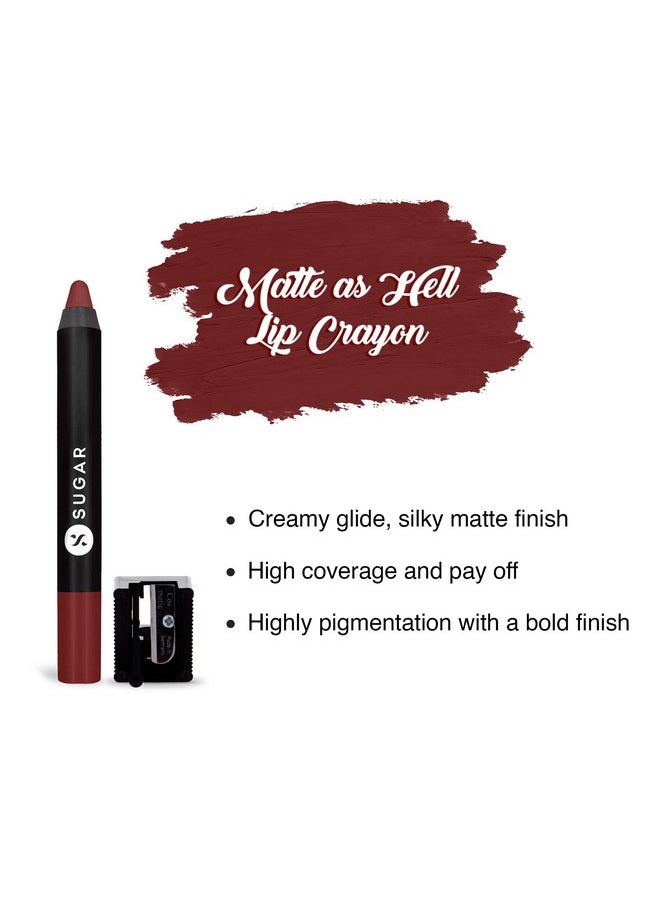 SUGAR Cosmetics - Matte As Hell Lip Crayon | Lasts Upto 8Hrs | Water Resistent Lipstick For Women | 2.5Gm - 15 Stephanie Plum - Image 1