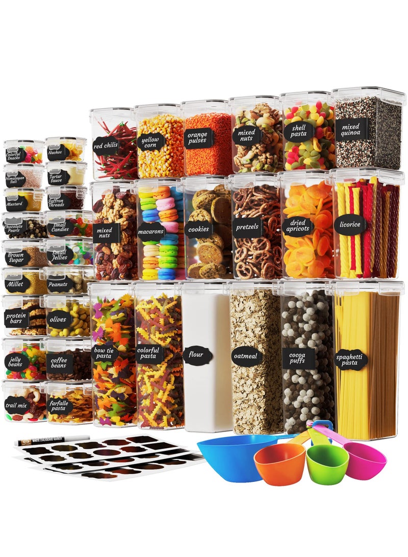 كيلا مجموعة حاويات تخزين الطعام 36 قطعة محكمة الإغلاق - تنظيم المطبخ والمخزن لحبوب ودقيق وسكر | أغطية متينة قابلة لإعادة الاستخدام | حجم العائلة السعودية | خالي من BPA - Image 1