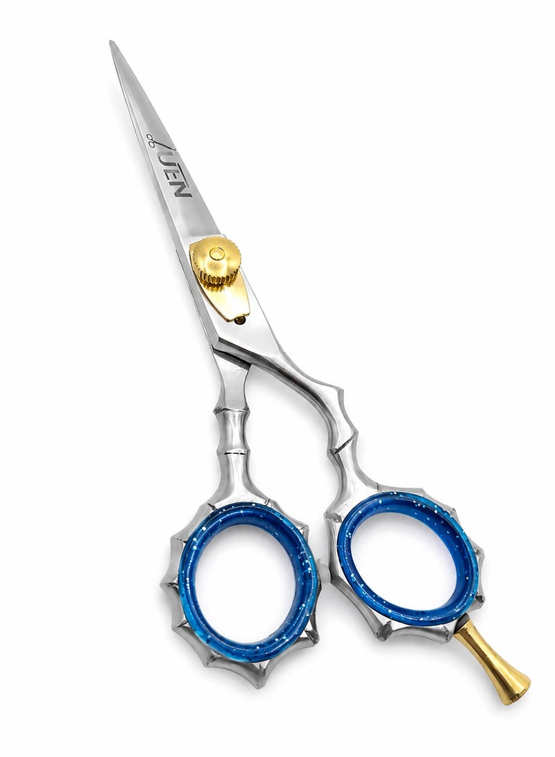 UEN Professional Hair Cutting Scissors 5.5 Inch – Japanese Stainless Steel Barber Shears, Razor Edge Hairdressing Scissors for Salon & Home Use, Hand-Sharpened Right-Hand Hair Shears, Ergonomic Design, Blue - Image 1