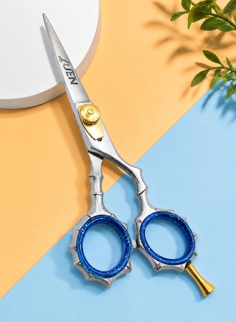 UEN Professional Hair Cutting Scissors 5.5 Inch – Japanese Stainless Steel Barber Shears, Razor Edge Hairdressing Scissors for Salon & Home Use, Hand-Sharpened Right-Hand Hair Shears, Ergonomic Design, Blue - Image 5