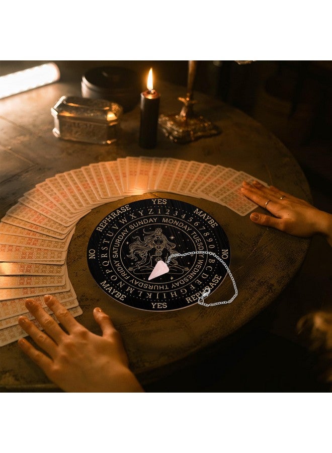 AHANDMAKER Pendulum Board Set, Wooden Dowsing Divination Board Metaphysical Message Board With Crystal Pendulum Necklace For Witchcraft Wiccan Altar Supplies Kit, Goddess - Image 4