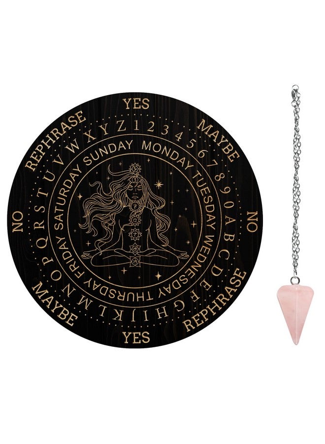 AHANDMAKER Pendulum Board Set, Wooden Dowsing Divination Board Metaphysical Message Board With Crystal Pendulum Necklace For Witchcraft Wiccan Altar Supplies Kit, Goddess - Image 1