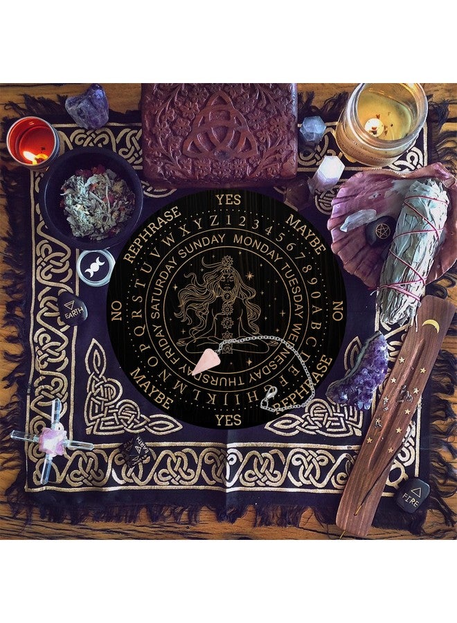 AHANDMAKER Pendulum Board Set, Wooden Dowsing Divination Board Metaphysical Message Board With Crystal Pendulum Necklace For Witchcraft Wiccan Altar Supplies Kit, Goddess - Image 3