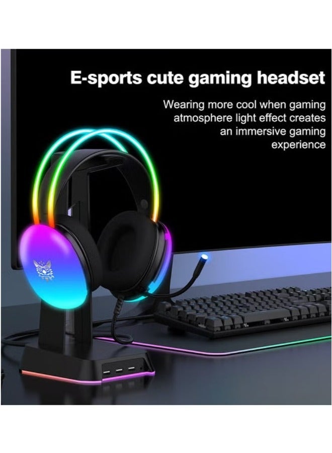 onikuma X25 Professional Gaming Headset USB+3.5 RGB Light 3D Stereo Noise Cancellation Multi Platform Compatibility With Microphone for PS4/PS5/XOne/XSeries/NSwitch/PCV - Image 5