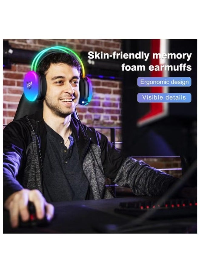 onikuma X25 Professional Gaming Headset USB+3.5 RGB Light 3D Stereo Noise Cancellation Multi Platform Compatibility With Microphone for PS4/PS5/XOne/XSeries/NSwitch/PCV - Image 2