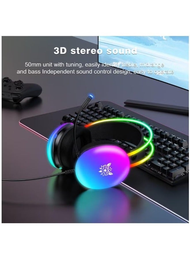 onikuma X25 Professional Gaming Headset USB+3.5 RGB Light 3D Stereo Noise Cancellation Multi Platform Compatibility With Microphone for PS4/PS5/XOne/XSeries/NSwitch/PCV - Image 4