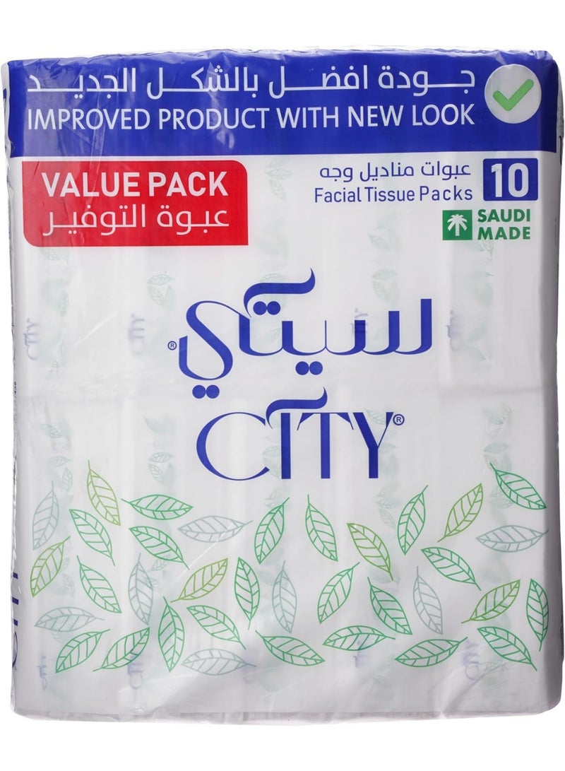 سيتي مناديل سيتي للوجه – طبقتان × 150 ورقة، 10 عبوات - Image 2