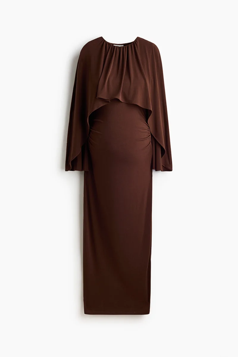 MAMA Draped cape-detail dress
