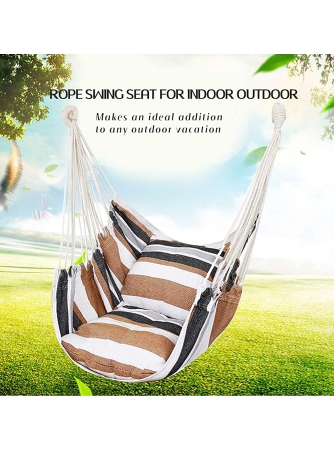 Arabest Hammock Chair Hanging Rope Swing, Max 300 Lbs Hanging Chair with Pocket & Durability Perfect for Outdoor, Home, Bedroom, Patio, Yard (Khaki)  - Image 3