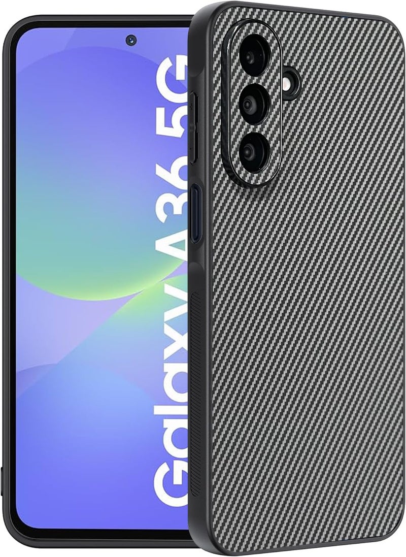 DIZORO Carbon Fiber Case for Samsung Galaxy A36 5g Fusion 5g Smooth Touch Rubber Phone Cases Non-Slip, Camera Protection Fingerprint Resistant Full Body Protective Shockproof Back Cover - Light Grey - Image 1