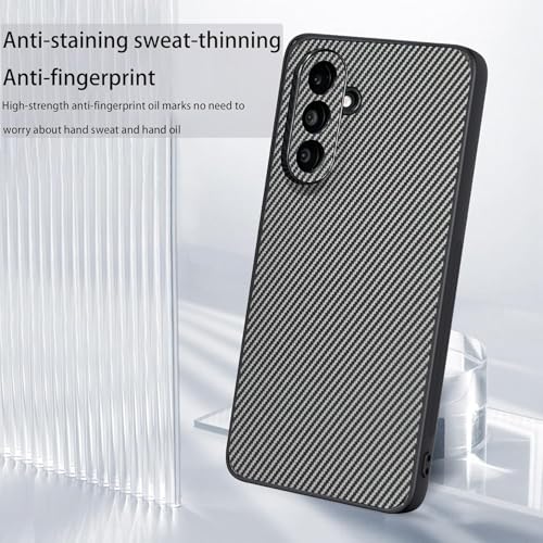 DIZORO Carbon Fiber Case for Samsung Galaxy A36 5g Fusion 5g Smooth Touch Rubber Phone Cases Non-Slip, Camera Protection Fingerprint Resistant Full Body Protective Shockproof Back Cover - Light Grey - Image 3