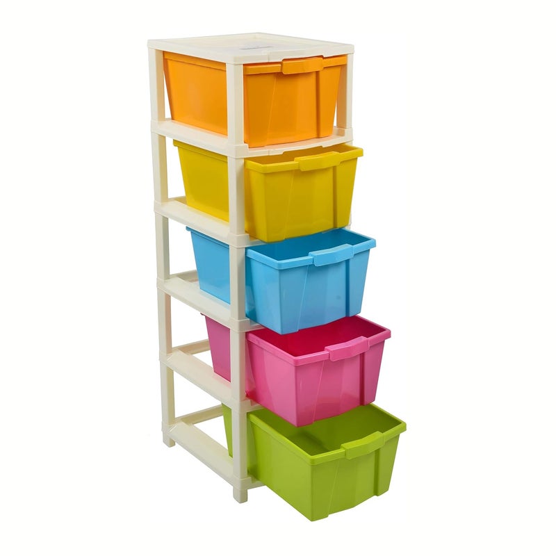 Joyful Studio 5 XLarge Plastic Modular Drawer System Multicolour Standard - Image 1