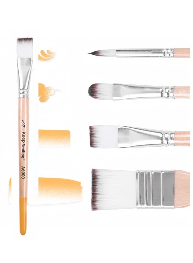 Keep Smiling 9Pcs Nylon Hair Paint Brush Set Ideal for Watercolor, Acrylic, and Oil Painting - Image 3