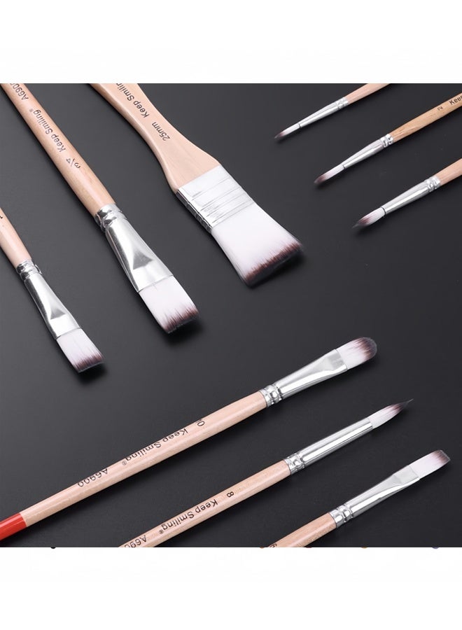 Keep Smiling 9Pcs Nylon Hair Paint Brush Set Ideal for Watercolor, Acrylic, and Oil Painting - Image 5