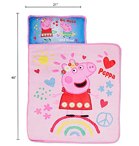 Peppa Pig NoJo Peppa Pig Im so Happy Nap Mat Includes Attached Pillow and Fleece Blanket - Image 3