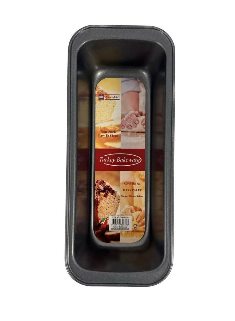 Homemaker Non-stick Narrow Loaf Bread Pan, 26cm x 10cm x 6.5 cm , Black - Image 1