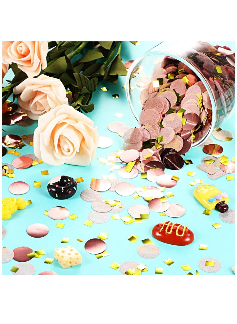 SOLARAE Table Confetti, Round Tissue Paper Dots Confetti Glitter Foil Confetti Sequin for Wedding Birthday Party DIY Decoration 100g, Rose Gold Confetti - Image 2