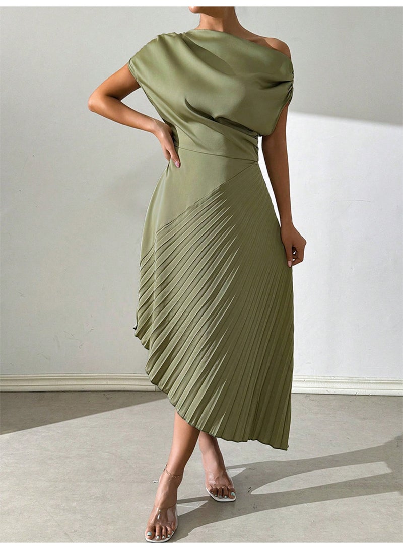 Elegant Ruffled Design Irregular Dress