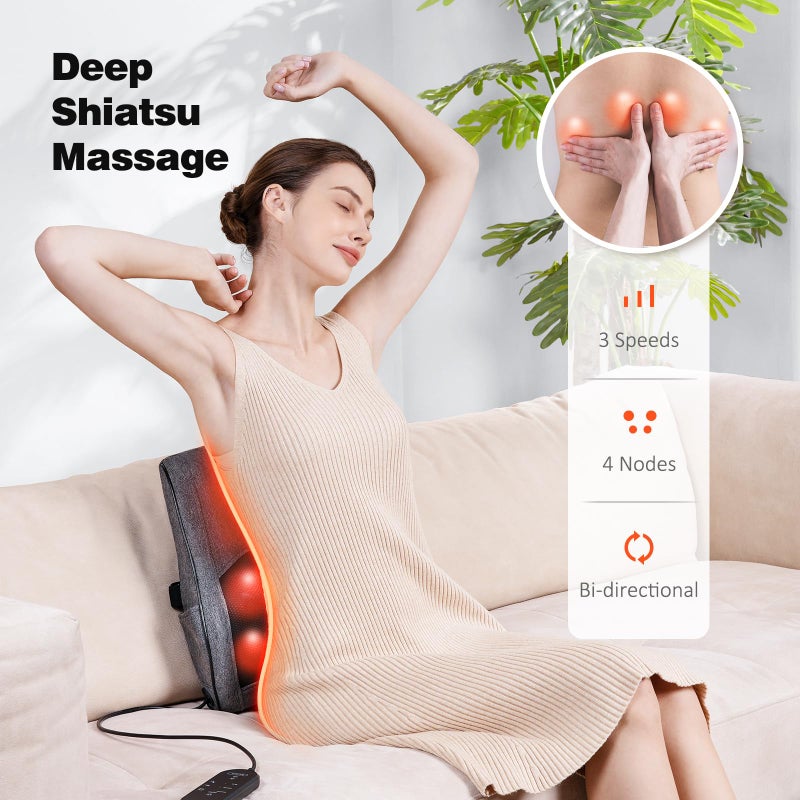 Boriwat Back Massager with Heat, Neck Massager for Pain Relief Deep Tissue, 3D Kneading Massage Pillow for Back, Neck, Shoulder, Legs, Gifts for Women Men Mom Dad - Image 4