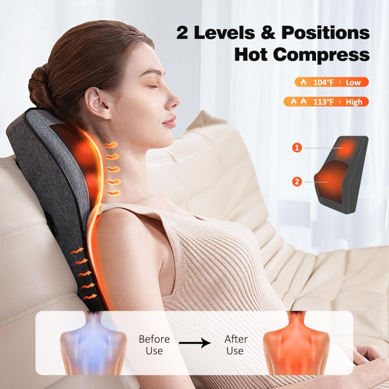 Boriwat Back Massager with Heat, Neck Massager for Pain Relief Deep Tissue, 3D Kneading Massage Pillow for Back, Neck, Shoulder, Legs, Gifts for Women Men Mom Dad - Image 3