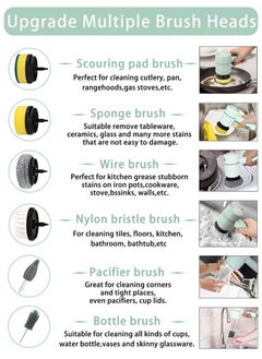 Rechargeable Electric Spin Scrubber, Portable Handheld Cleaning Brush with 6 Replaceable Brush Heads, Cordless Cleaning Brush for Bathroom, Kitchen, Dish, Milk bottle, Tile, Glass - pzsku/Z43B84F08B062B6EFDB86Z/45/_/1733564243/a913ca9e-5695-4b9b-9d89-b0a3bb6cd9ef