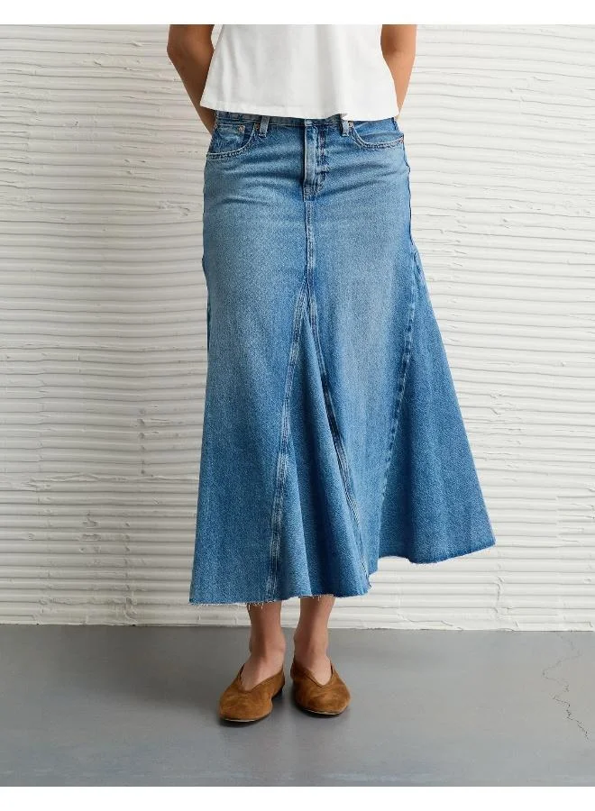 American Eagle AE Low-Rise Pieced Denim Maxi Skirt