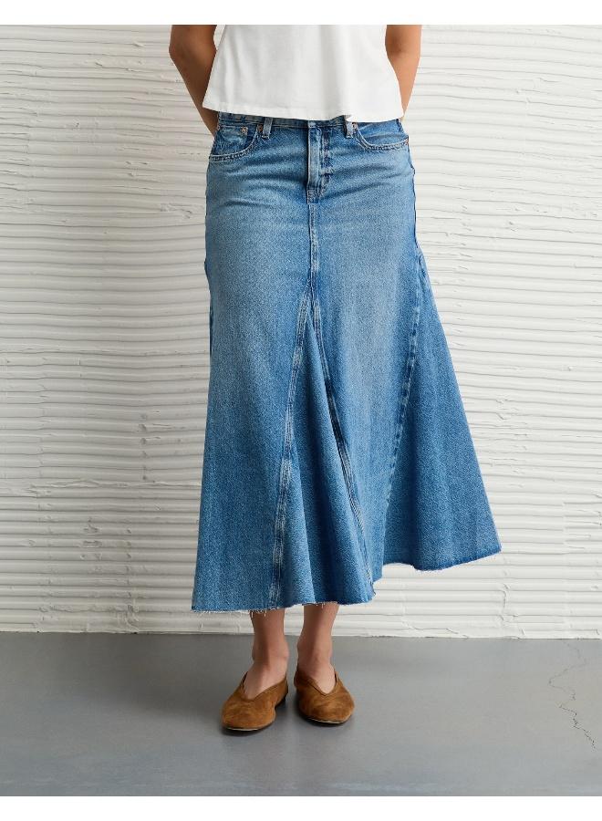American Eagle AE Low-Rise Pieced Denim Maxi Skirt - Image 1