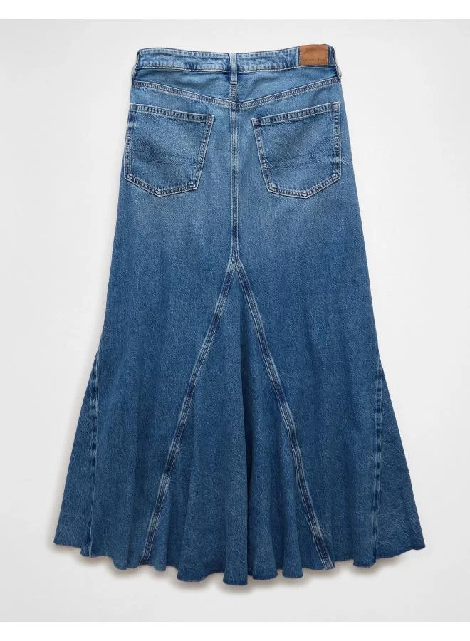 American Eagle AE Low-Rise Pieced Denim Maxi Skirt