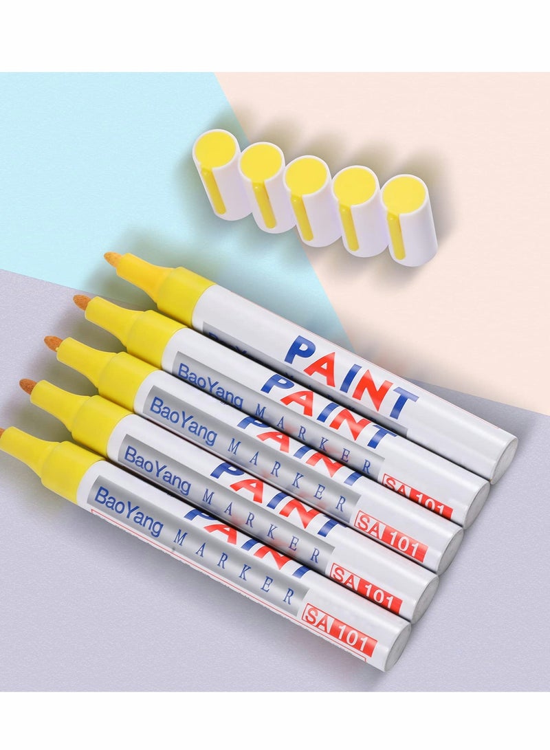 Excefore Blue Yellow Permanent Marker Car Tire Paint Pen Ink Waterproof Marker (5 Psc Blue and 5 Psc Yellow ) - Image 2