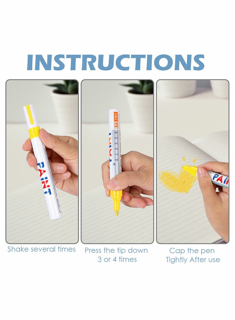 Excefore Blue Yellow Permanent Marker Car Tire Paint Pen Ink Waterproof Marker (5 Psc Blue and 5 Psc Yellow ) - Image 3