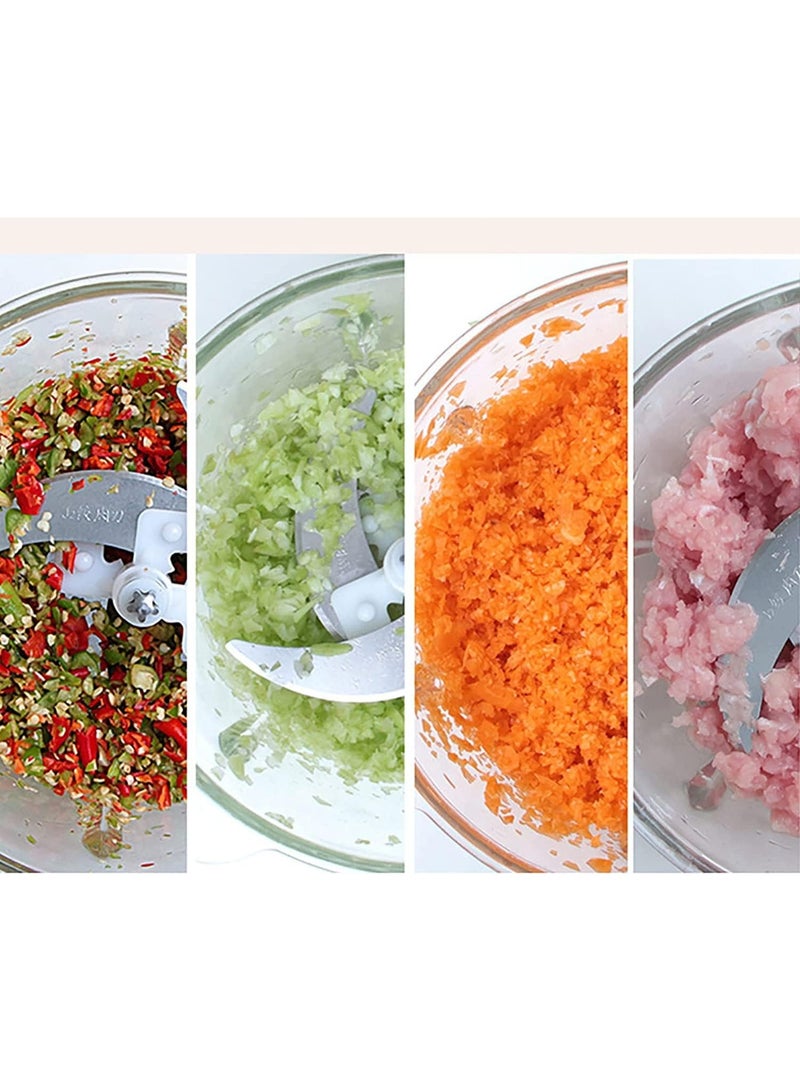 DISNIE Electric Glass Food Chopper & Mincer – 4 Sharp Blades, 2L Large Capacity, 650W Powerful Motor, Ice Crusher, Multi-Function Meat & Veggie Processor, Compact & Easy to Clean (Clear/Green) - Image 5