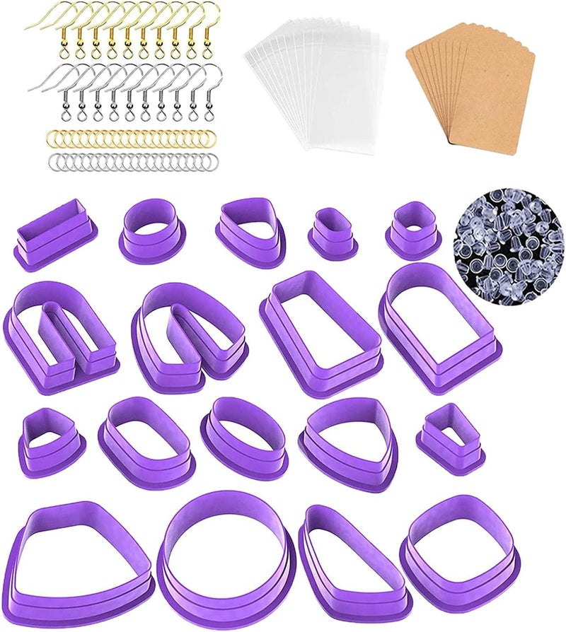 كلاراكو مجموعة قواطع طين البوليمر، 18 قاطعة طين لصنع مجوهرات طين البوليمر، قواطع أقراط من طين البلاستيك، بنفسجي - Image 5
