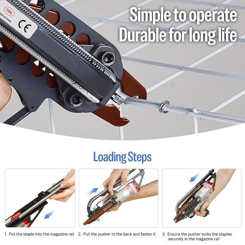 meite SC7C Pneumatic Hog Ring Gun, 15 Gauge 3/4" Crown Hog Ring Pliers, 5.5-6.0 mm Closure, Air C Ring Stapler for Mattress, Seat Assembly, Wire Cages, and Fencing - Image 4
