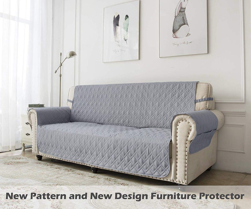 Ameritex Couch Sofa Slipcover 100% Waterproof Nonslip Quilted Furniture Protector Slipcover for Dogs, Children, Pets Sofa Slipcover Machine Washable (Light Grey, 78") - Image 5