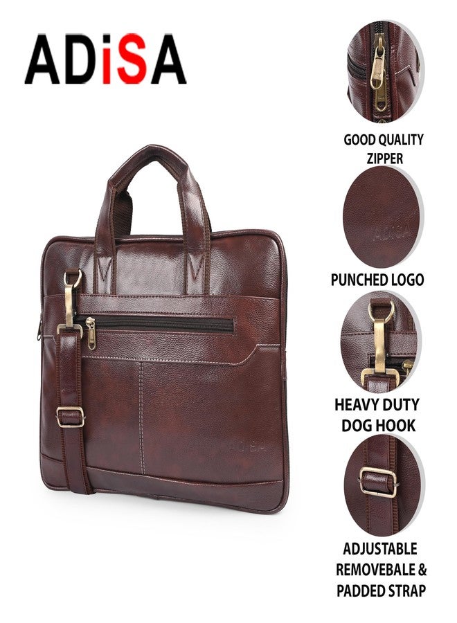 ADISA Laptop Messenger Office Bag Briefcase for Work for Men (Lb6050-Bro, Brown) - Image 3